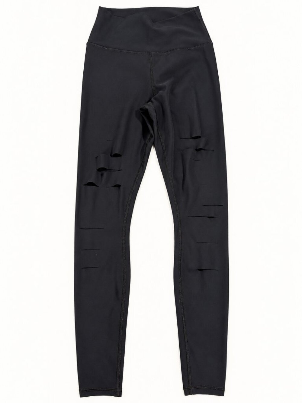 Alo Yoga Black Ripped Effect Full Length Leggings Size Small